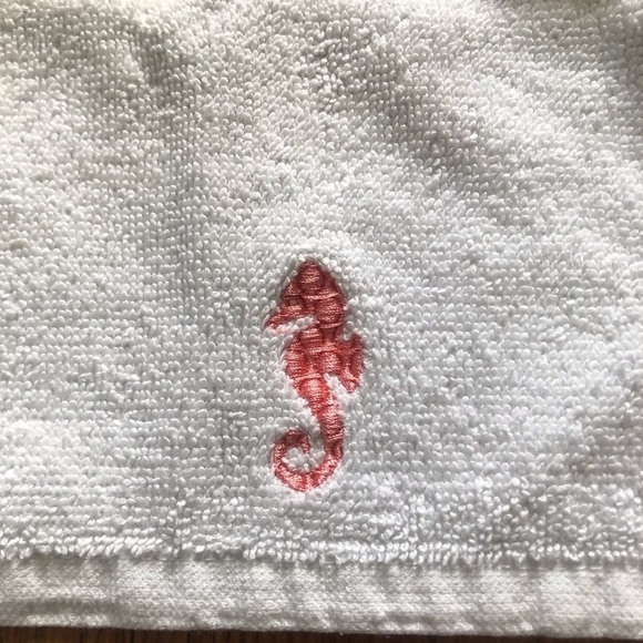 embroidered seahorse wash cloth - Picture 2 of 4